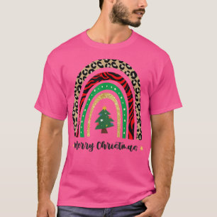 Frohe Weihnachten für Frauen Xmas Leopard Tree T-Shirt