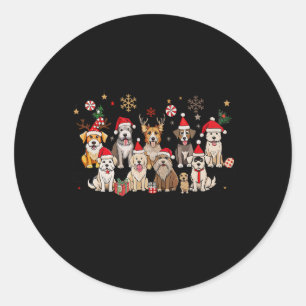 Frohe Weihnachten für Hunde Woofmas Retro Rentier Runder Aufkleber