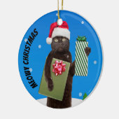 Frohe Weihnachten für jeden schwarzen Katze mit Ge Keramik Ornament (Links)