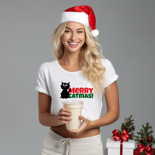 Frohe Weihnachten für Katzenmamas  lustiges rotes  T-Shirt