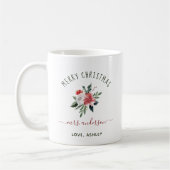 Frohe Weihnachten für Lehrer | Aquarellblume Kaffeetasse (Links)