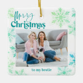 Frohe Weihnachten für mein Bestie Green Foto Keramikornament (Vorderseite)