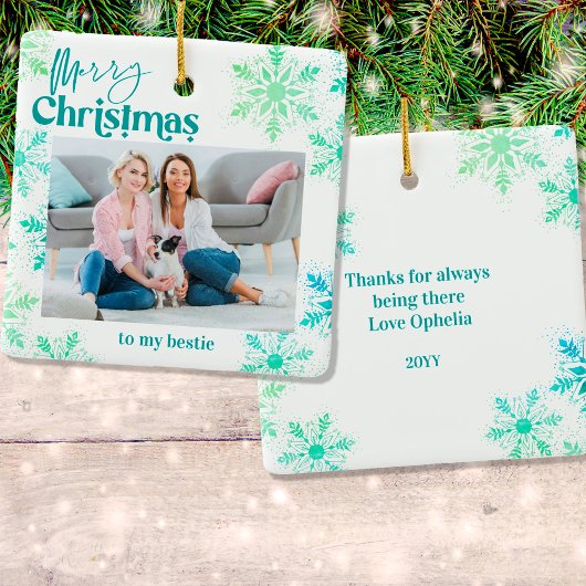 Frohe Weihnachten für mein Bestie Green Foto Keramikornament