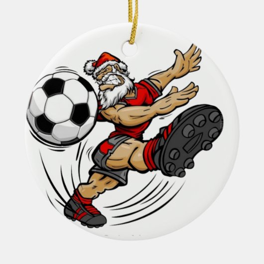 Frohe Weihnachten - Fußball Santa Keramik Ornament (Vorne)