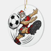 Frohe Weihnachten - Fußball Santa Keramik Ornament (Links)