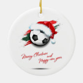 Frohe Weihnachten - Fußball Santa Keramik Ornament (Hinten)