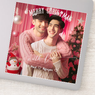 Frohe Weihnachten Gay Retro Rosa Benutzerdefinie Aufkleber