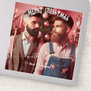 Frohe Weihnachten Gay Retro Rosa Benutzerdefinie Aufkleber