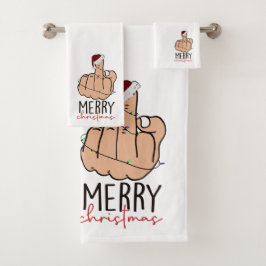 Frohe Weihnachten geben den Finger Badhandtuch Set