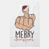 Frohe Weihnachten geben den Finger Geschirrtuch (Vertikal)