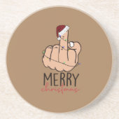 Frohe Weihnachten geben den Finger Getränkeuntersetzer (Vorne)