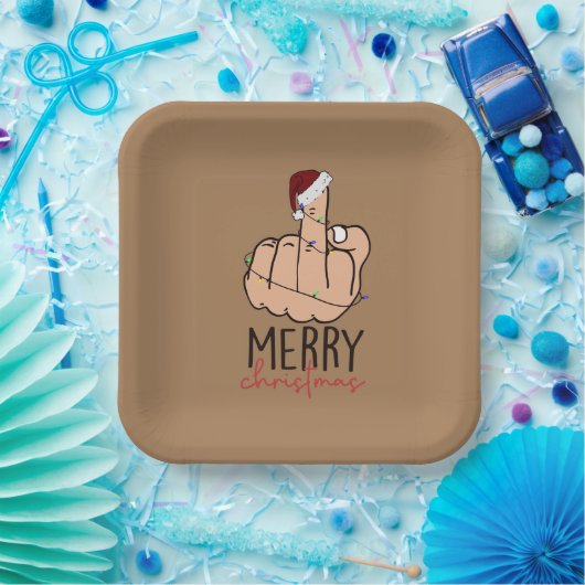Frohe Weihnachten geben den Finger Pappteller (Party)