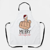 Frohe Weihnachten geben den Finger Schürze (Vorderseite)