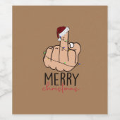 Frohe Weihnachten geben den Finger Weinetikett (Einzelnes Label)