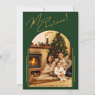 Frohe Weihnachten Gebogene Familienfoto
