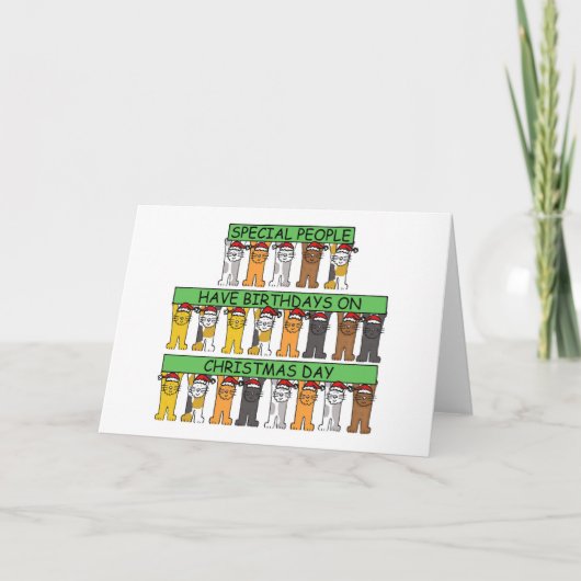 Frohe Weihnachten Geburtstag Cartoon Katzen (Vorderseite)