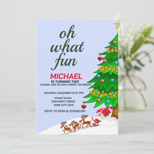 Frohe Weihnachten Geburtstag Einladung (Stehend Vorderseite)