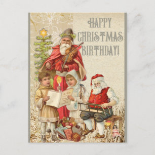 Frohe Weihnachten Geburtstag Santa Claus Postkarte