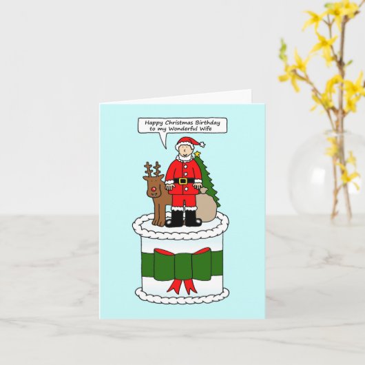 Frohe Weihnachten Geburtstag zur Ehefrau Karte (Gelbe Blume)