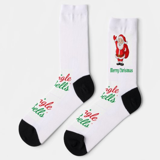 Frohe Weihnachten gedruckte Santa Premium Crew Sti Socken (Linkes Detail)