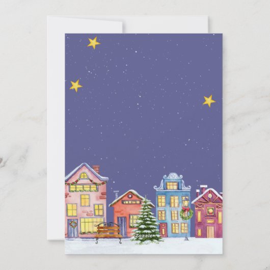 Frohe Weihnachten gemütliche Dorfbewohner Szene We (Rückseite)