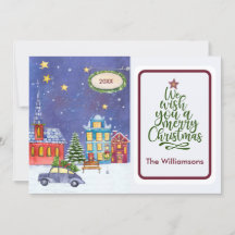 Frohe Weihnachten gemütliche Dorfbewohner Szene We