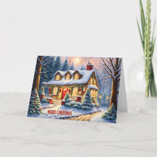 Frohe Weihnachten Gemütliche Vintage Hütte im Wald
