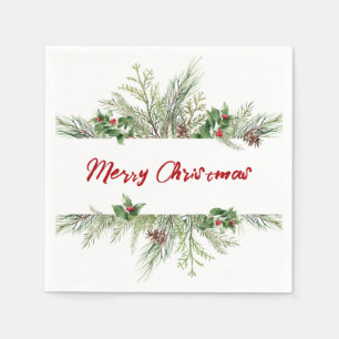 Frohe Weihnachten Gerahmt Classic Wheath Gruß Serviette