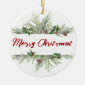 Frohe Weihnachten Gerahmt Winterwetter Gruß Keramik Ornament (Vorne)