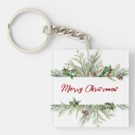 Frohe Weihnachten Gerahmt Winterwetter Gruß Schlüsselanhänger