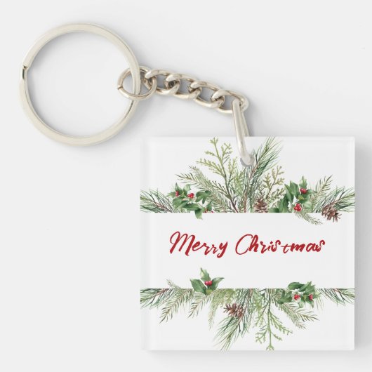 Frohe Weihnachten Gerahmt Winterwetter Gruß Schlüsselanhänger (Vorderseite)