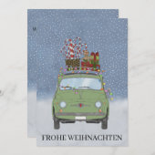 Frohe Weihnachten German Christmas Green Fiat 500 (Vorne/Hinten)