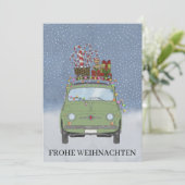 Frohe Weihnachten German Christmas Green Fiat 500 (Stehend Vorderseite)