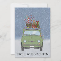 Frohe Weihnachten German Christmas Green Fiat 500