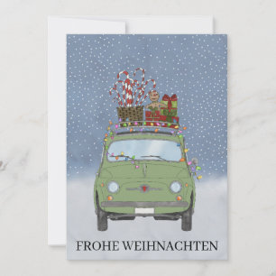 Frohe Weihnachten German Christmas Green Fiat 500
