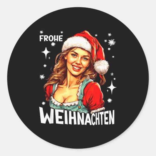 Frohe Weihnachten German Christmas Runder Aufkleber (Vorderseite)