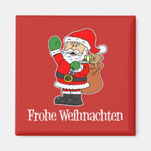 Frohe Weihnachten German Christmas Santa Magnet