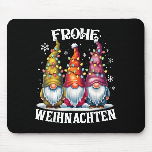 Frohe Weihnachten German Gnome Christmas Decoratio Mousepad (Vorne)