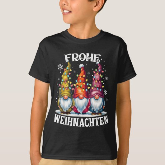 Frohe Weihnachten German Gnome Christmas Decoratio T-Shirt (Vorderseite)