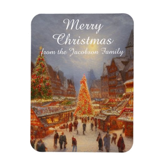 Frohe Weihnachten German Market Greetings Kitsch Magnet (Vertikal)