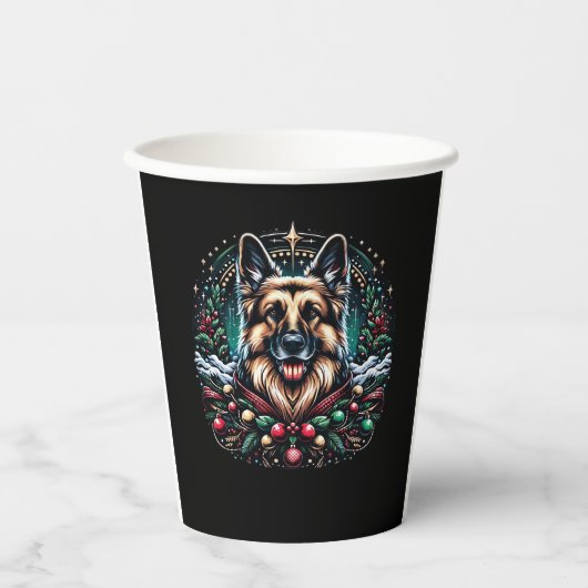 Frohe Weihnachten German Shepherd Classic T - Shir Pappbecher (Vorderseite)