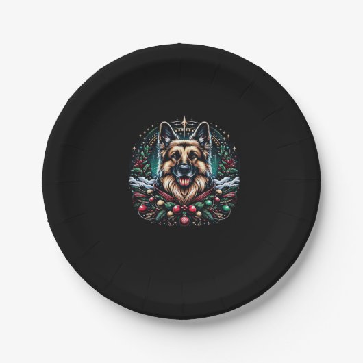 Frohe Weihnachten German Shepherd Classic T - Shir Pappteller (Vorderseite)