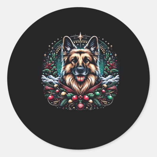 Frohe Weihnachten German Shepherd Classic T - Shir Runder Aufkleber (Vorderseite)