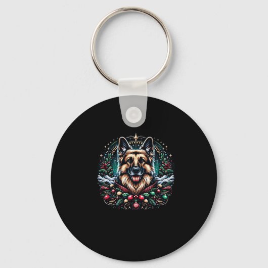 Frohe Weihnachten German Shepherd Classic T - Shir Schlüsselanhänger (Vorderseite)