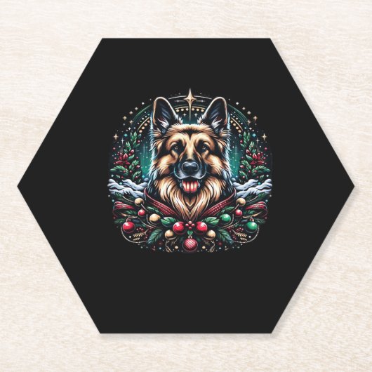 Frohe Weihnachten German Shepherd Classic T - Shir Untersetzer (Vorderseite)