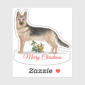 Frohe Weihnachten German Shepherd Custom-Cut Vinyl Aufkleber (Blatt)