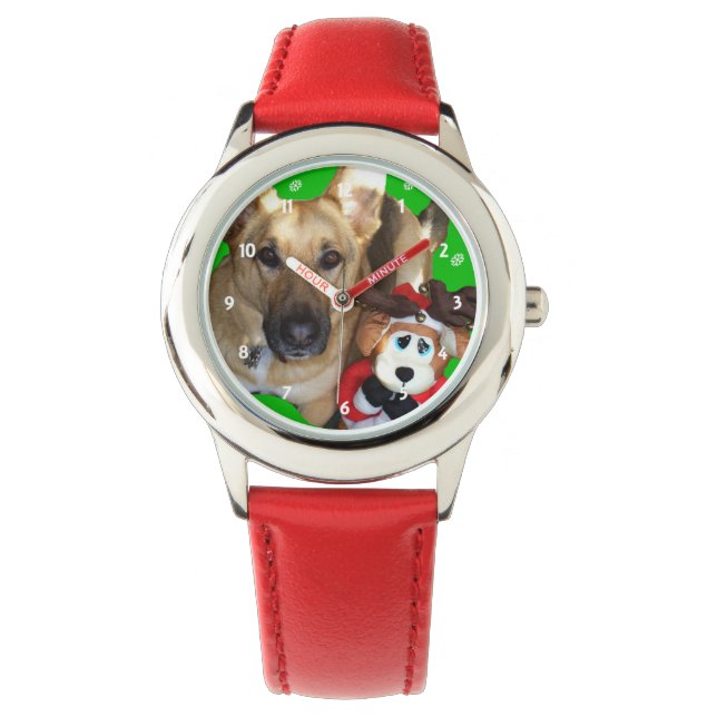 Frohe Weihnachten German Shepherd Watch Armbanduhr (Vorderseite)