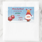 Frohe Weihnachten, Geschenk vom Weihnachtsmann, Ru Rechteckiger Aufkleber (Tasche)