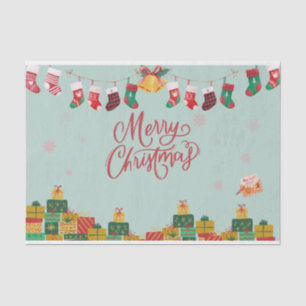 Frohe Weihnachten Geschenkboxen und Strümpfe Seidenpapier
