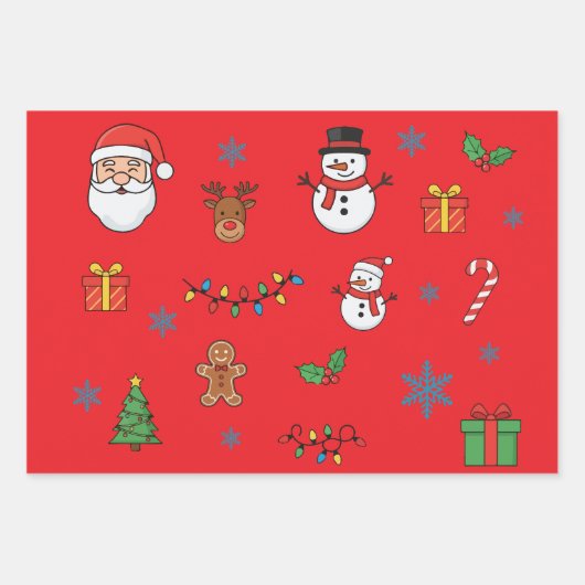 Frohe Weihnachten Geschenkpapier Set (Vorderseite)